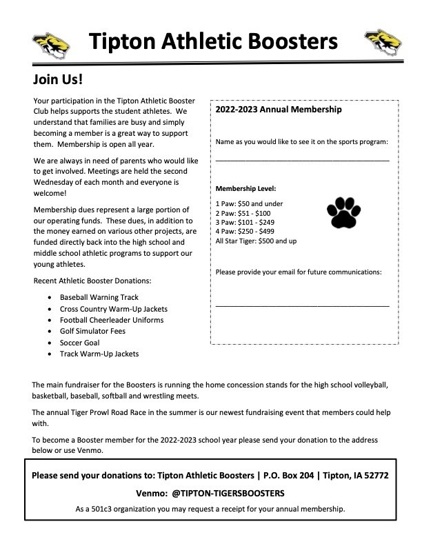 Tipton Athletic Booster Flyer 22-23