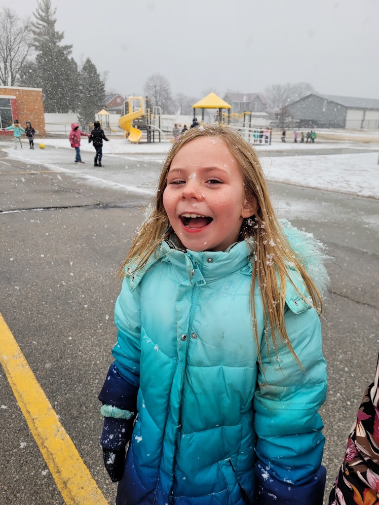 Some of our 1st graders enjoyed catching snowflakes on their tongues yesterday at recess!