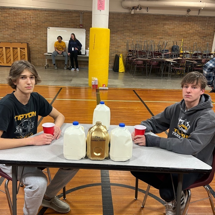 These 2 students competed in a milk chugging contest at the ag Olympics today!