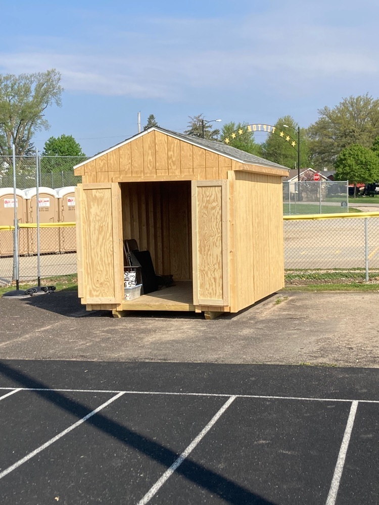 Mr. Wehdes Con tech and GIC class constructed this shed at the track
